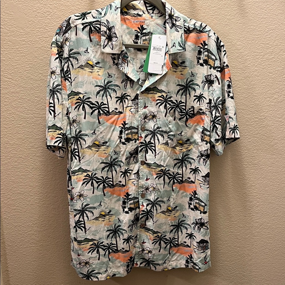 Guess Tropical Print Button Down Shirt - Multicolor